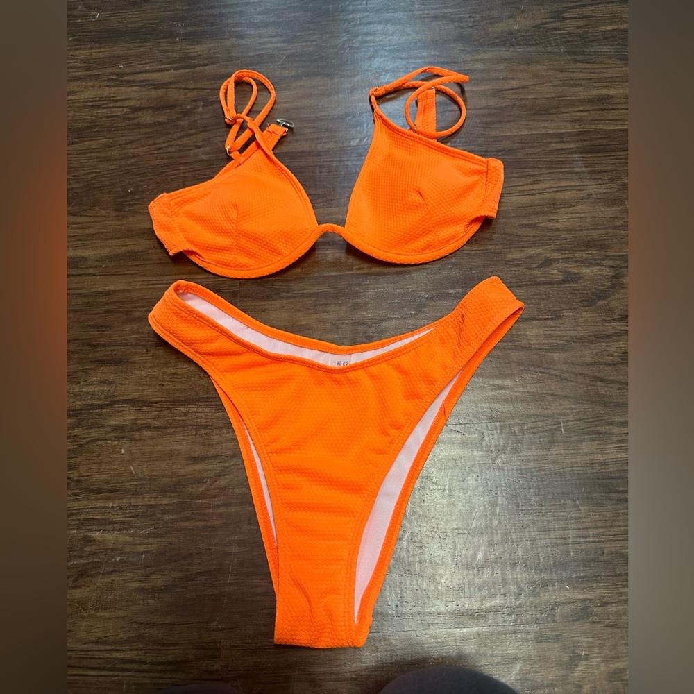 Neon orange swim suit
